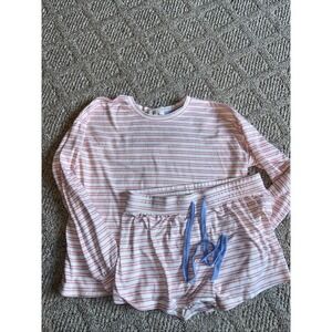 Womens Star + Skye By PJ Salvage Pajama Set , Shorts , Pink Striped Size Medium